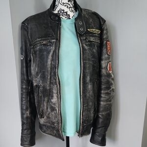 Superdry Vintage Black Leather Bomber Jacket